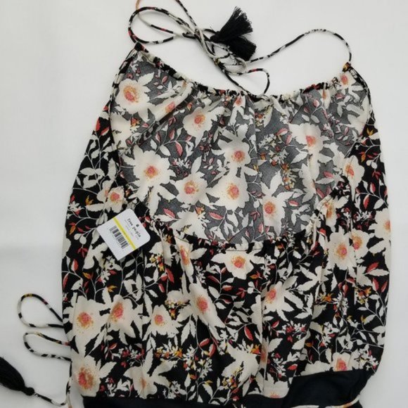 Free People Liza Halter Bodysuit Black Ivory NWT - Picture 5 of 6